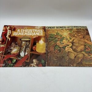 Lot of 2 Vintage Vinyl Records Great Songs Of Christmas, Christmas Remembrance